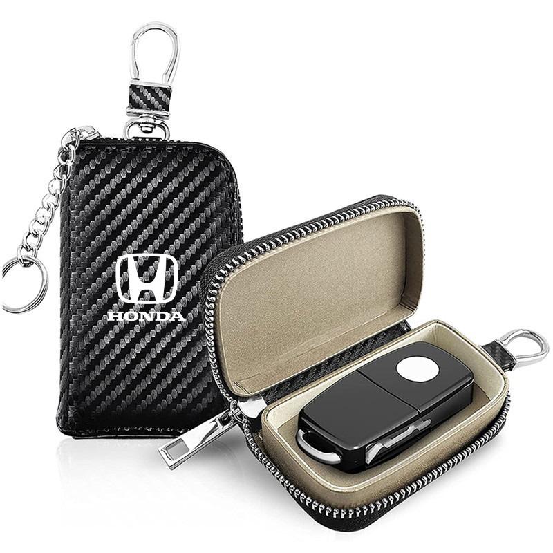 Carbon Fibre leather Car Key Bag Men's Storage Case For Honda Civic Fit Jazz Accord Pilot CRV OdysseyK Passport City Shuttle HRV