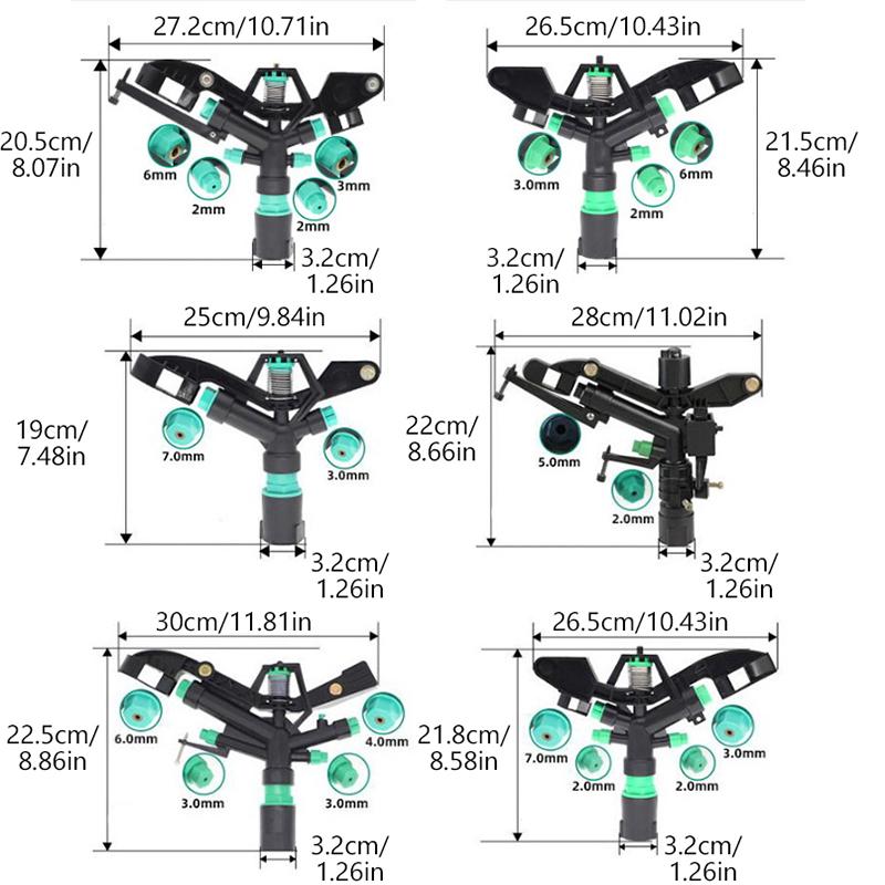 1 Inch Four-Nozzle Rocker Arm Sprinkler For Garden Farmland 360Degree Irrigation Rotating Sprinkler System For Cooling Dust Removal