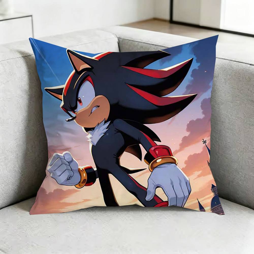 Shadows SonicsS Hedgehog Pillow Case Square DoubleSided Sofa Cushion Cover Bedroom Bedside Pillow Gift