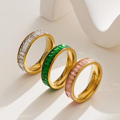 Anelli con Diamanti Completi più Venduti, alla Moda e Personalizzati, Anelli per Coppia con Diamanti Quadrati Lunghi Colorati
