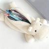 1Pcs Adorable Animal Plush Pencil Case Featuring a Cartoon Hippopotamus with Large Capacity for Stationery and Makeup