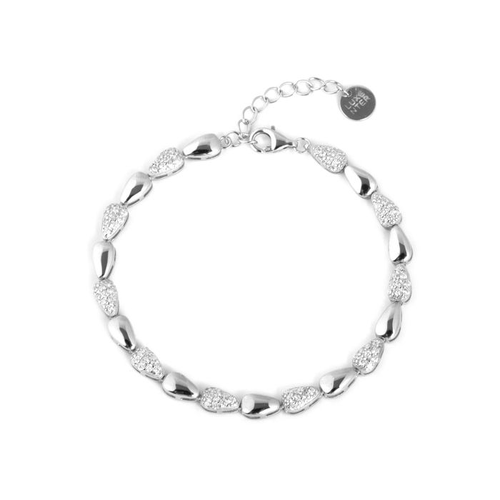 Bracelet - LUXENTER - Tanal - Rhodium-plated Silver Finish - White Cubic Zirconia - 18 Cm