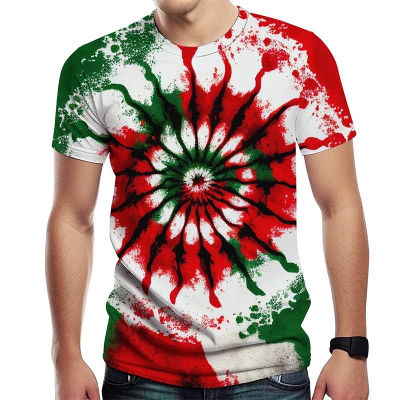 

3d Novelty Tie Dye Style T-Shirts For Men Short Sleeves Spiral Streak Print XXS