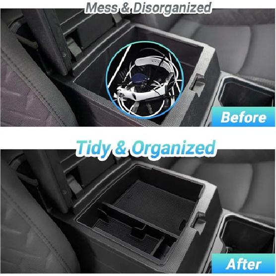 For 2024 Toyota Tacoma Crew Cab Center Console Armrest Organizer Storage Box