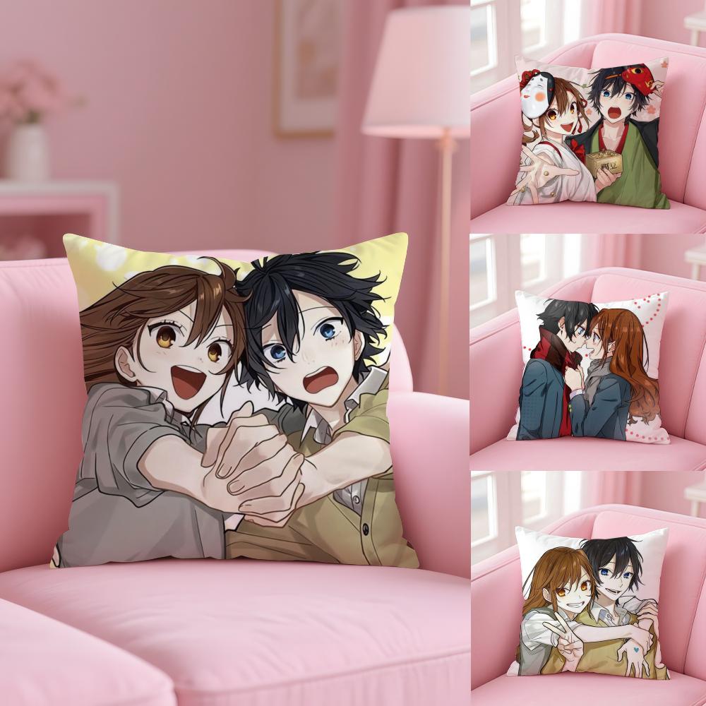 H-Horimiya Anime Cushion Cover Plush Fabric Soft Double-Sided Printed Sofa Warm Winter Home Gift Pillow Cover
