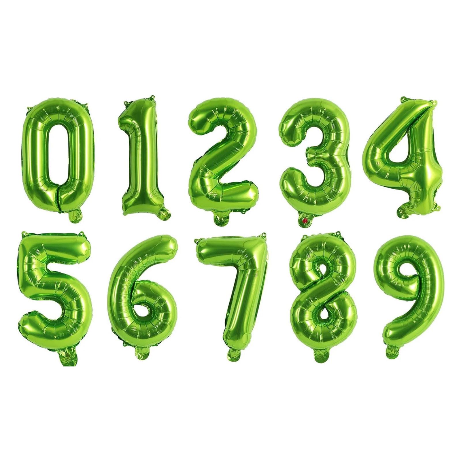

16-дюймовый светло-зеленый 0-9 цифровой алюминиевый фильм для дня рождения, креативное украшение, декоративная упаковка One Size
