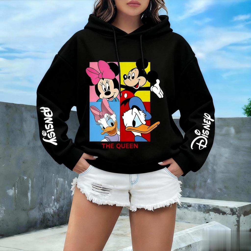 Oversized Vintage Mickey Minnie Disney Print Hoodie Women Men Casual Pullover Sweatshirt Streetwear Spring Autumn New Fashion