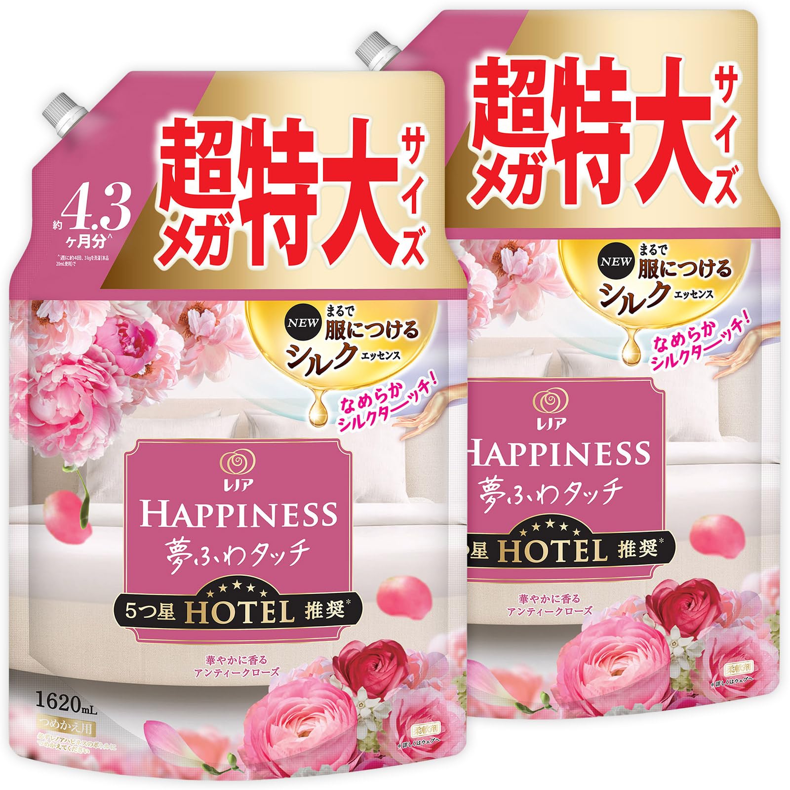 

Большая упаковка Lenor Happiness Dream Fuwa Touch Fabric Antique x 2 пакета Купить Кондиционер для белья, Роза, Заправка, 1620 мл розовый