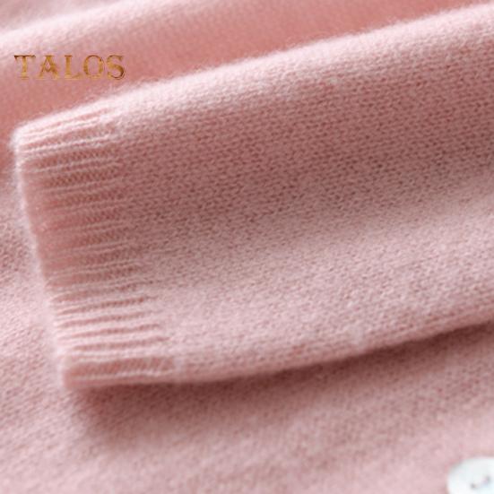 Knitting Tops Women Long Sleeve Round Neck Casual Home Style Top Solid Color Single Breasted Fitted Stretchy Tee Daily Wear
