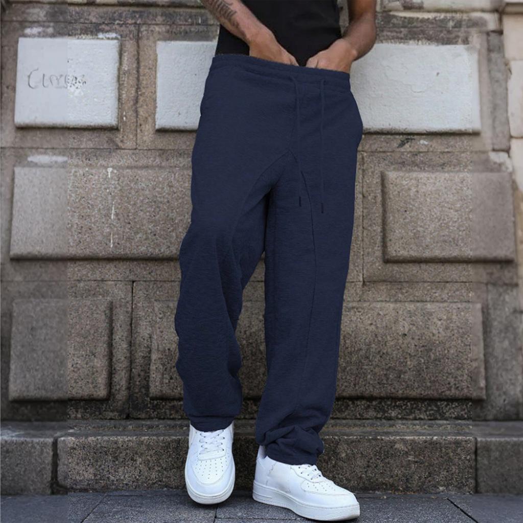 Men's Baggy Stacked Sweatpants  Drawstring Waist Wide Leg Flared Sweatpants Streetwear