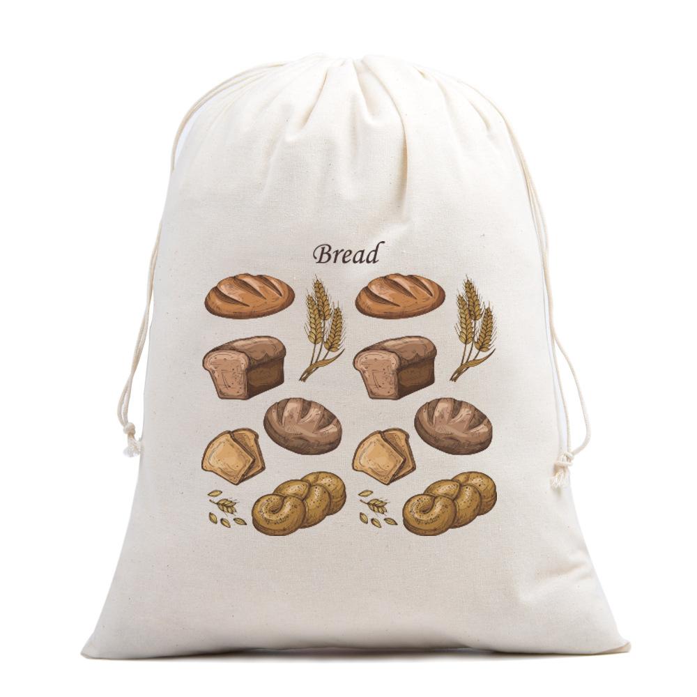 4/6/10pcs Cotton Linen Bread Storage Bag with Drawstring Closure French Bread Packaging and Storage Sack