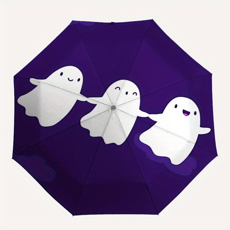

1pc Ghost Party Automatic Open/Close Umbrella - Compact Travel Umbrella, 8-Rib Heavy-Duty Construction, Ideal Gift, Outdoor Accessory075