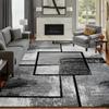 Modern Gray Black Geometric Square Area Rug Non-Slip Washable Soft Floor Carpet for Living Room Bedroom Home Decor