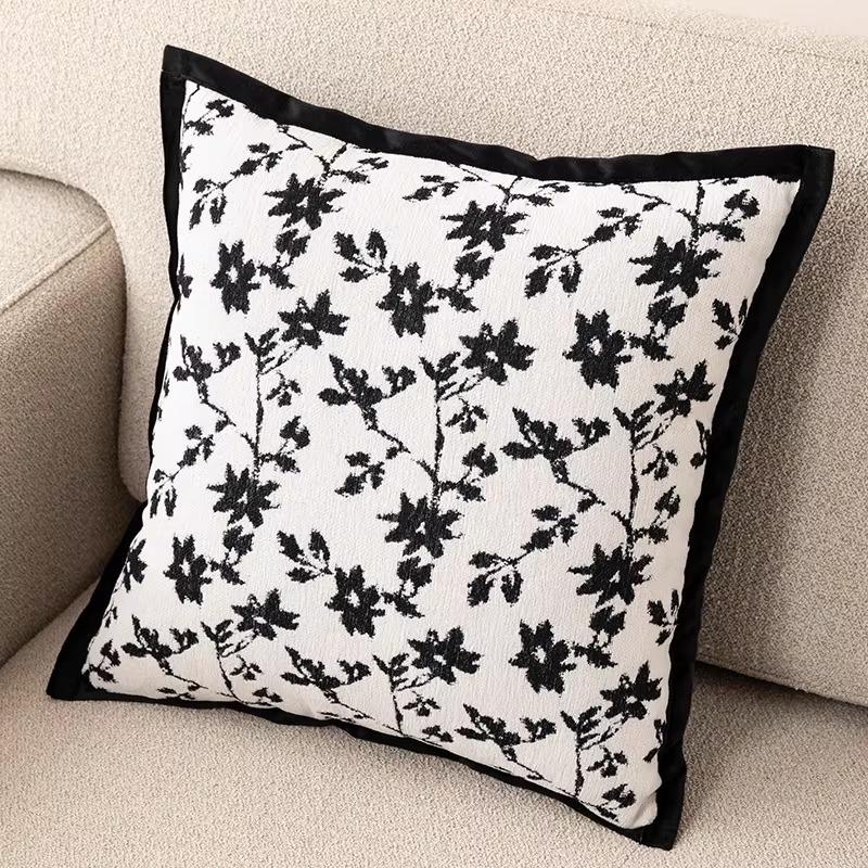 Vintage Floral Cushion Cover Distressed Flower Throw Pillow Case For Couch Living Room Bedroom Home Decor Jacquard Pillowcase