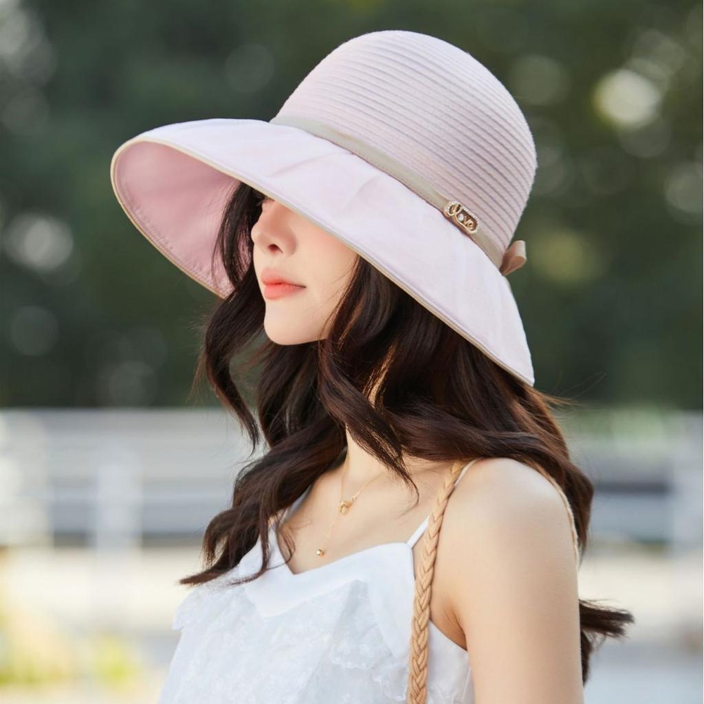 Sun hat children's new organza straw hat summer big edge beach hat sun protection travel visor