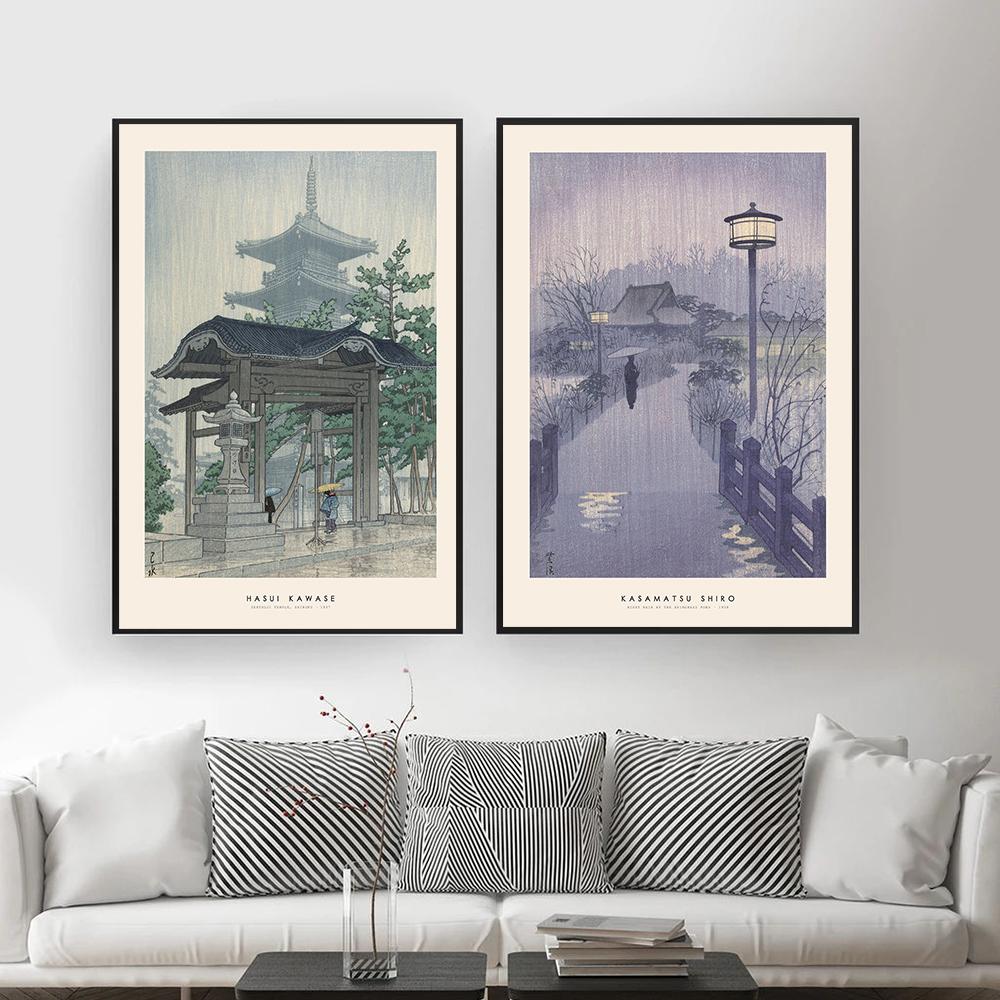 Vintage Japonská mladá žena Výtisky plakátů Retro Krajina Umění Nástěnná malba Obrazy do obývacího pokoje Orientální domácí dekorace