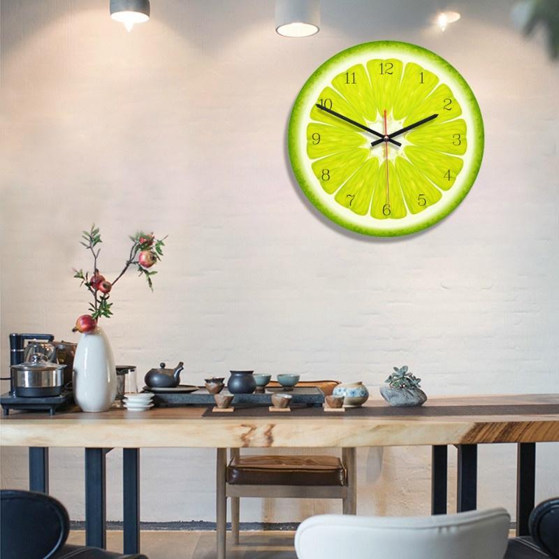 Relógio de Parede Criativo 11 Polegadas Desenho Animado Frutas Relógio Quarto de Crianças Decoração de Parede Colorido Parede Presente Único