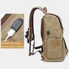 Photography Retro Waterproof Canvas Backpack USB Port 15.6inch Laptop Camera Bag Carry Case For Canon Nikon DSLR