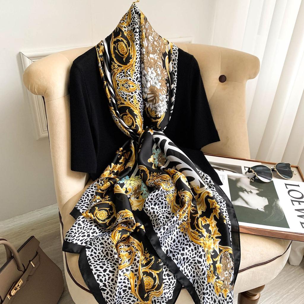 180*90Cm  Women Scarf Fashion Print Silk Scarves Summer Shawls Wraps Soft Lady Bandana Foulard Hijabs Muffler