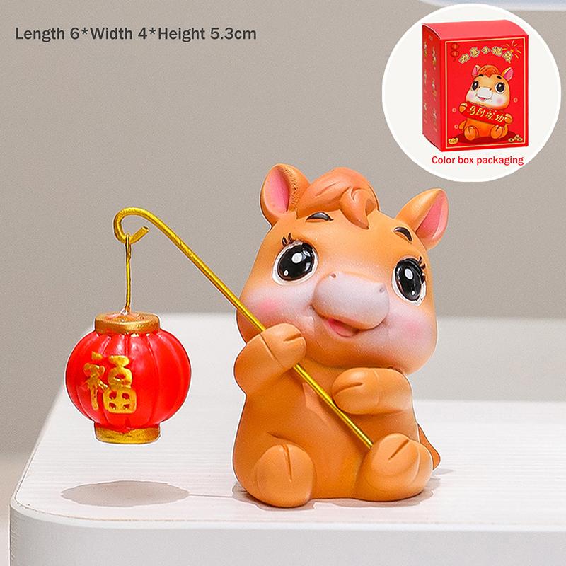 Милая Фигурка Лошадки Удачи Кукла Мультяшная Смоляные Фигурки Лошадей Новогодний Талисман Украшения Домашний Офис Настольное Украшение Прекрасные Подарки