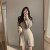 Autumn Winter Knit Knitted Sweater Dress Women Vintage Casual Solid Slim Wrap Long Sleeve Mini Short Dresses Party