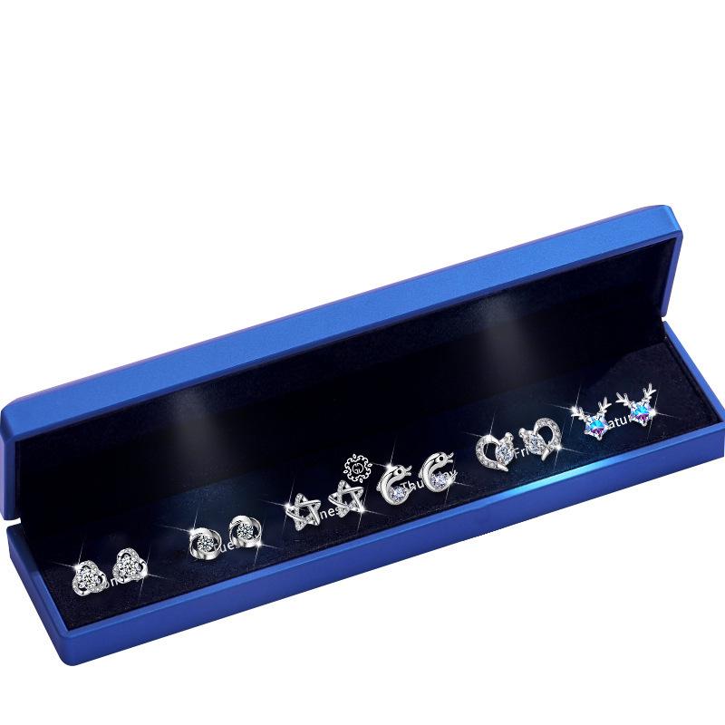 Ohrstecker-Set aus reinem Silber - Leichter Luxus, hochwertig, schlichtes Design, perfektes Weihnachtsgeschenk für Mädchen.