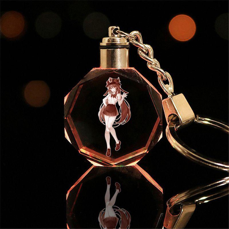 Elegant Genshin Impact Crystal Keychain With Stunning Led Colorful Light For All Occasions