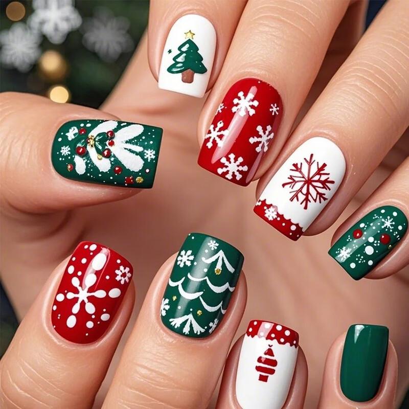 Christmas Theme Wearable Nail Art Tips