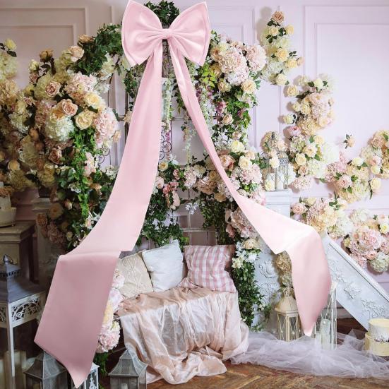 Large Satin Bow for Backdrop 75" x 18" Giant Bow Ribbon Tie for Wedding Engagement Bachelorette Bridal Shower Christmas Room Wall Door Decor
