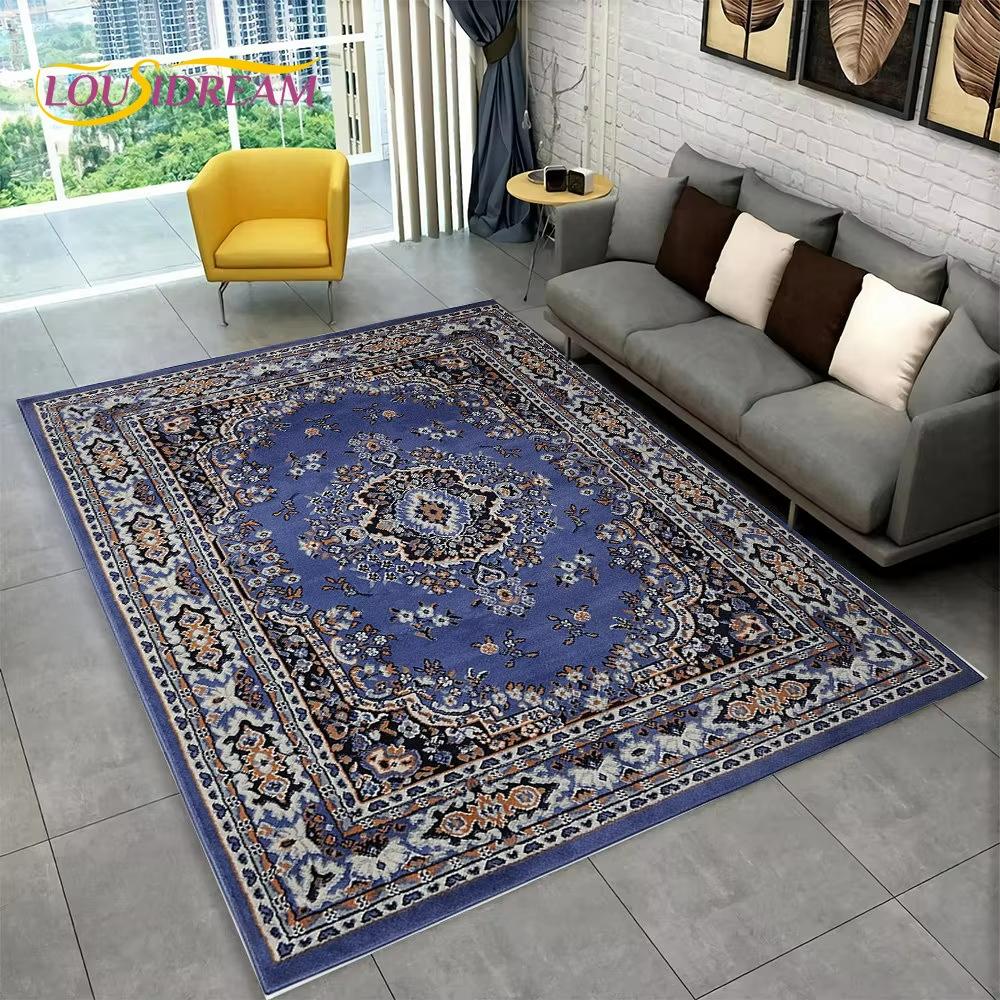 

Розкішний Бохо Квітковий Чорний Синій Принтований Килим Вітальня Диван Декор Килимок Приліжковий Нековзний Килимок Лаунж Кавовий Столик Килимок для Підлоги tapis 40x60cm