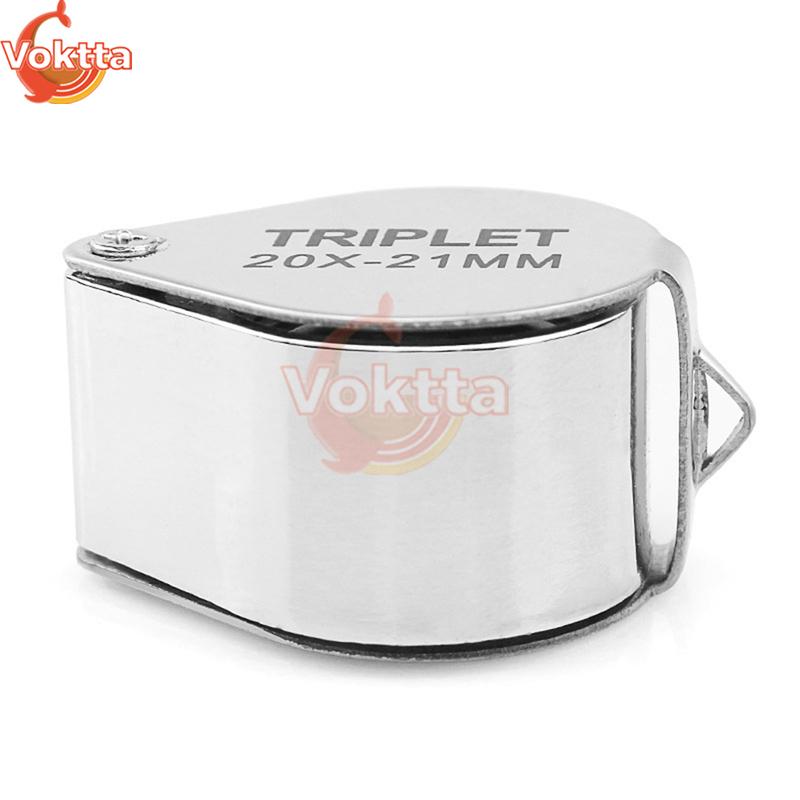 30X 20X 10X Pocket Loupe Magnifier Metal Jewelry Magnifying Glass Foldable Lens Triplet Glass Diamond Jewelers Eye Glass Tools