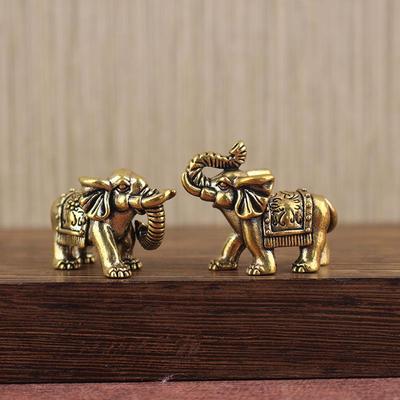 Elefante de Latón para Bendiciones Miniatura Bronce Antiguo Estatua de Animal Cobre Elefante de la Suerte Pequeños Adornos