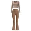 High Elastic Quick Dry Slimming Yoga Set: Long Sleeve T-shirt & Flared Pants for Spring and Autumn Workouts