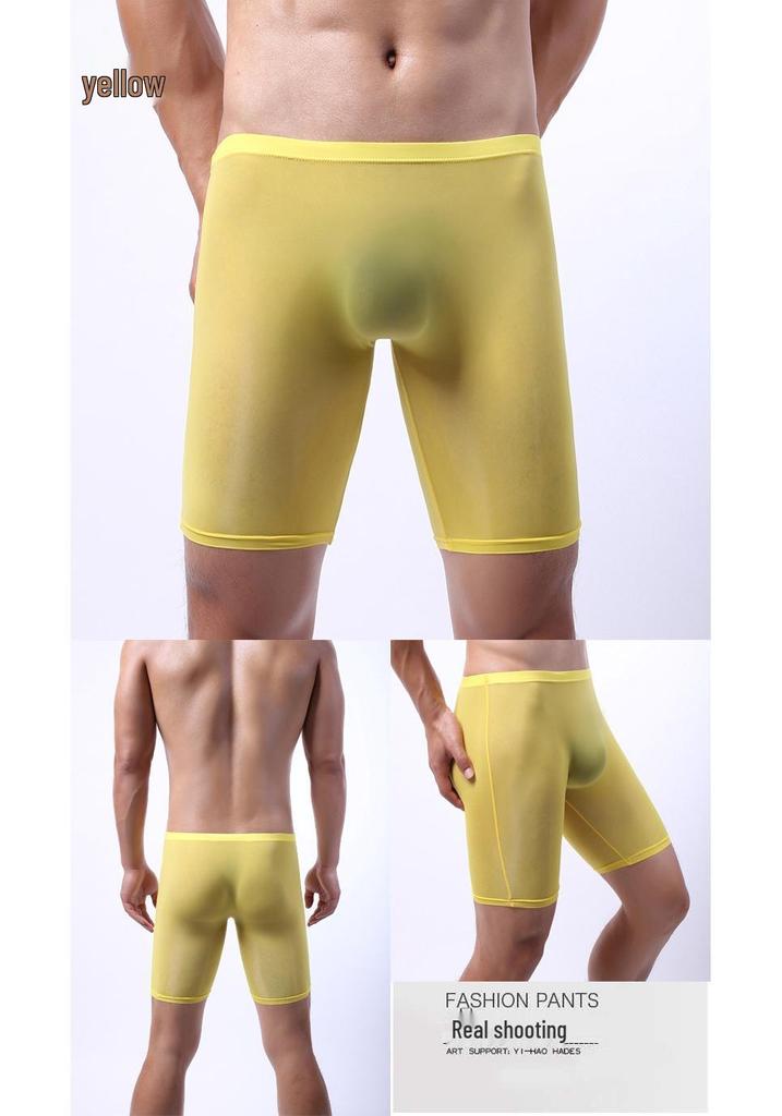 Men's Ice Silk Boxer Briefs - Breathable, Solid Color, Shaping Fit, Comfortable Waistband
