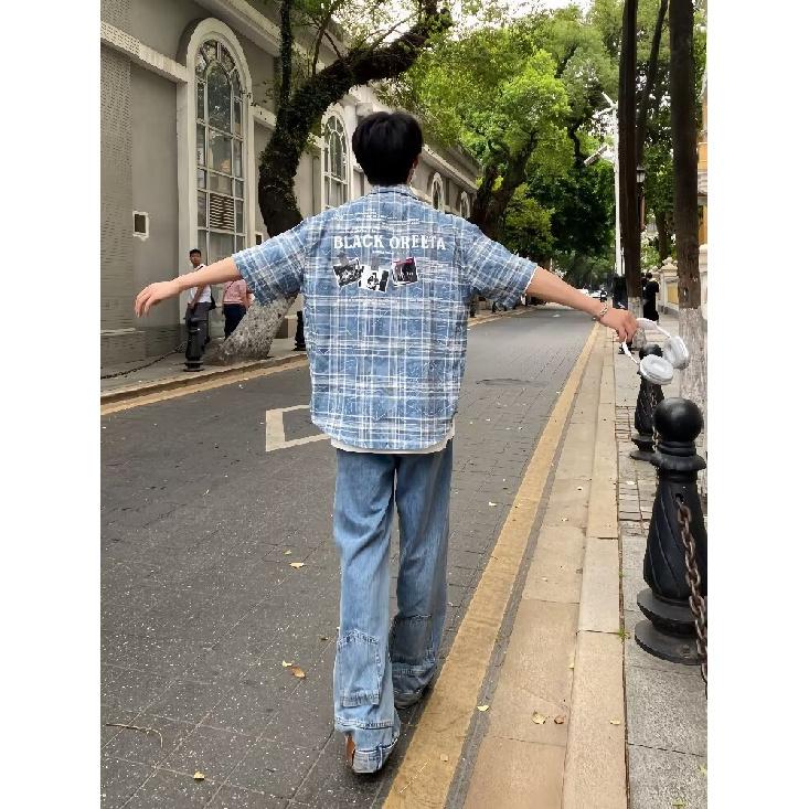 Sommer Neues lässiges Hemd mit Fünfviertelärmeln Übergroßes, lockeres Paar-Hemd mit Fünfviertelärmeln und kurzen Ärmeln für Männer und Frauen