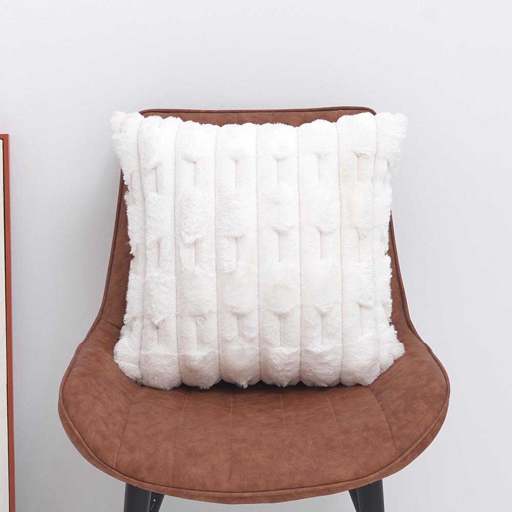 Modern Simple Imitation Rabbit Fur Pillow Case Double-sided Wheat Ear Three-dimensional Cushion Cover Sofa Living Room Pillow Case