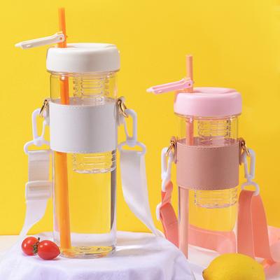 Water Bottle with Straw Food Grade Shatter-Proof Leak Resistant Wide Mouth