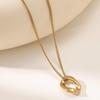 Versatile Titanium Steel Butterfly Moon Pearl Necklace, V-Shape, Colorfast 18K Gold, for Women.