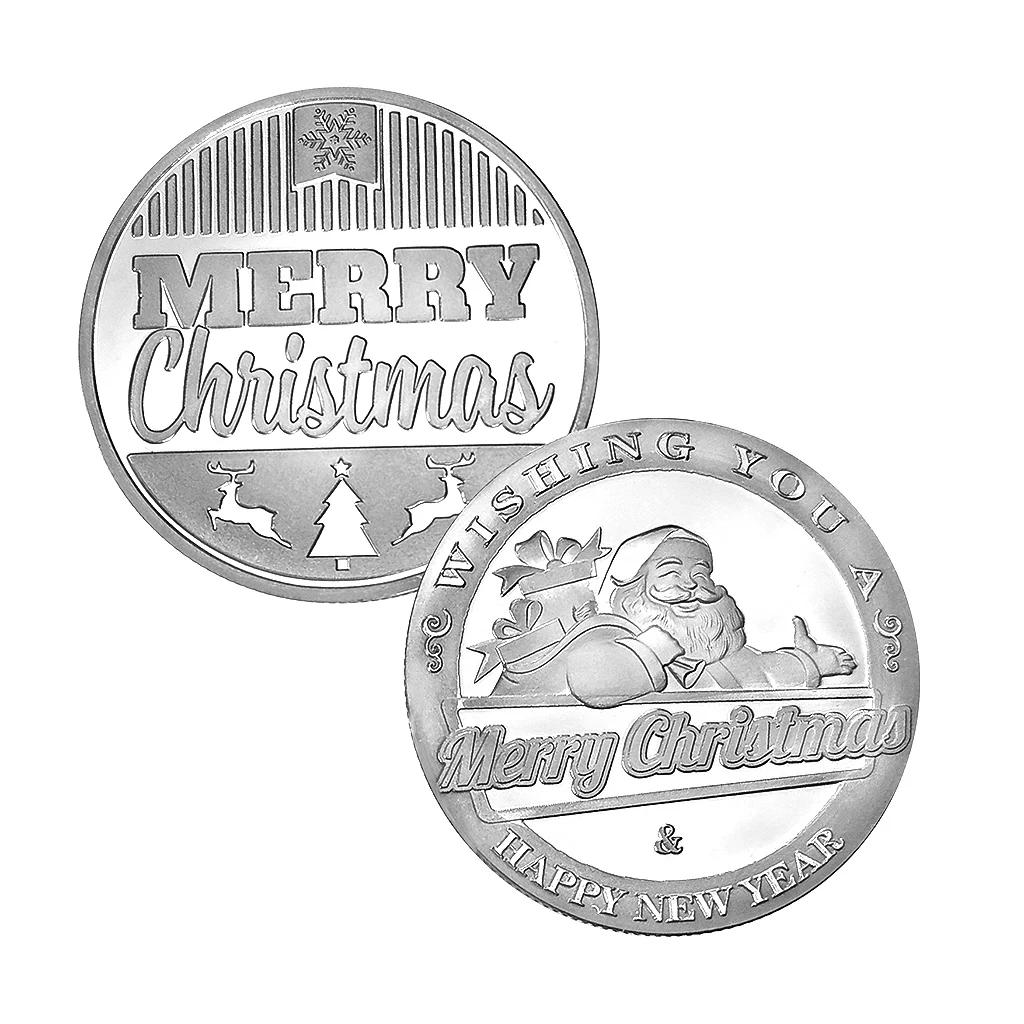 Christmas Snowman Colored Coin Elizabeth Commemorative Medal Silver Coin Christmas Eve Small Gift Tooth Fairy Colored Silver Coin