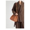 Genuine Leather Bucket Bag for Women Soft Shoulder Handbag Large Capacity Commuter Purse Zipper Closure Fashion Tote