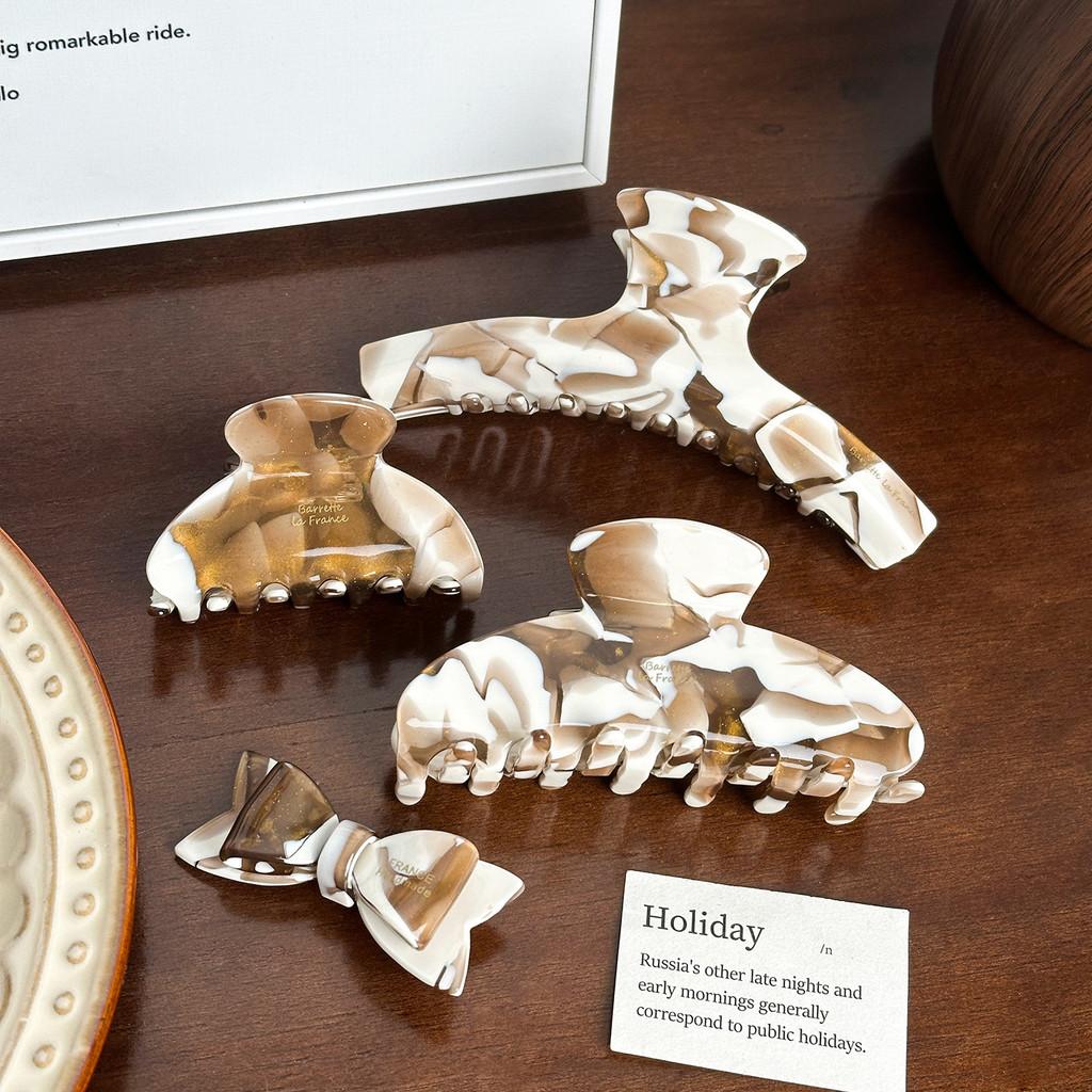 Sophisticated Acetate Hair Claw Clips In Vintage Milk Coffee Color For Chic Women's Hair Accessories