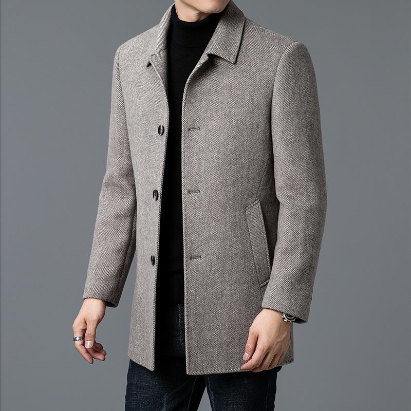 

Genuine Brand Men s Mid-Length Woolen Jacket - Autumn/Winter Fashionable Down Liner Coat 185/2XL