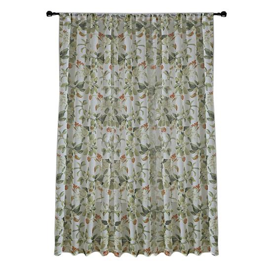 Curtain with Hole-Free Installation, Cotton Linen Printing Window Curtain, Light Blocking Privacy Protection Curtain for Bay Window