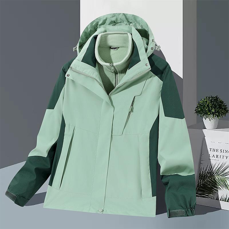 Unisex 3-in-1 Detachable Jacket Set: Hooded Warm Sports Coat for Autumn and Winter