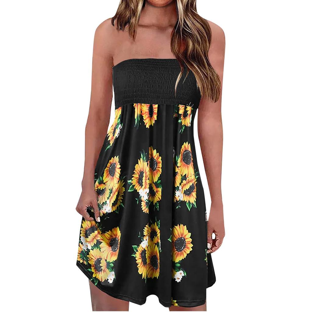 Damskie letnie sukienki bez rękawów dla kobiet 2022 Wrap Chest Printed Beach Dress