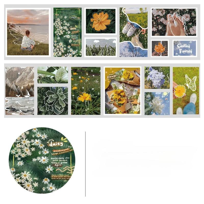 1 Rolka Naklejek do Scrapbookingu Naklejki PET z Postaciami Taśmy Washi Wakacje Rekreacyjne do Sztuki Rękodzieła DIY Album Dziennik Planer