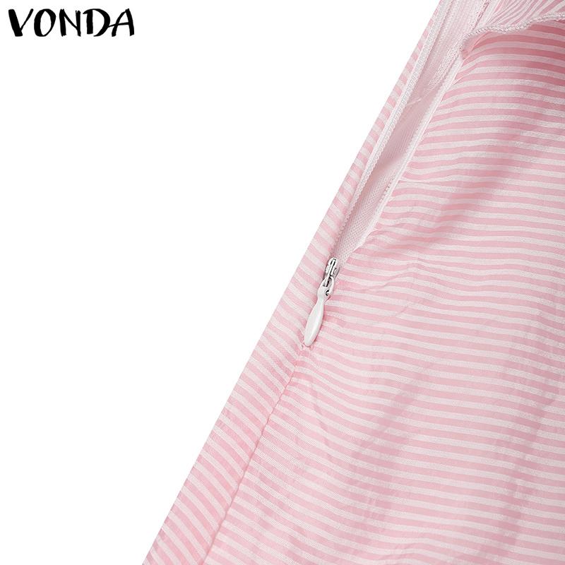 VONDA Abiti da donna alla moda, tinta unita, con scollo rotondo e volant, maniche lunghe