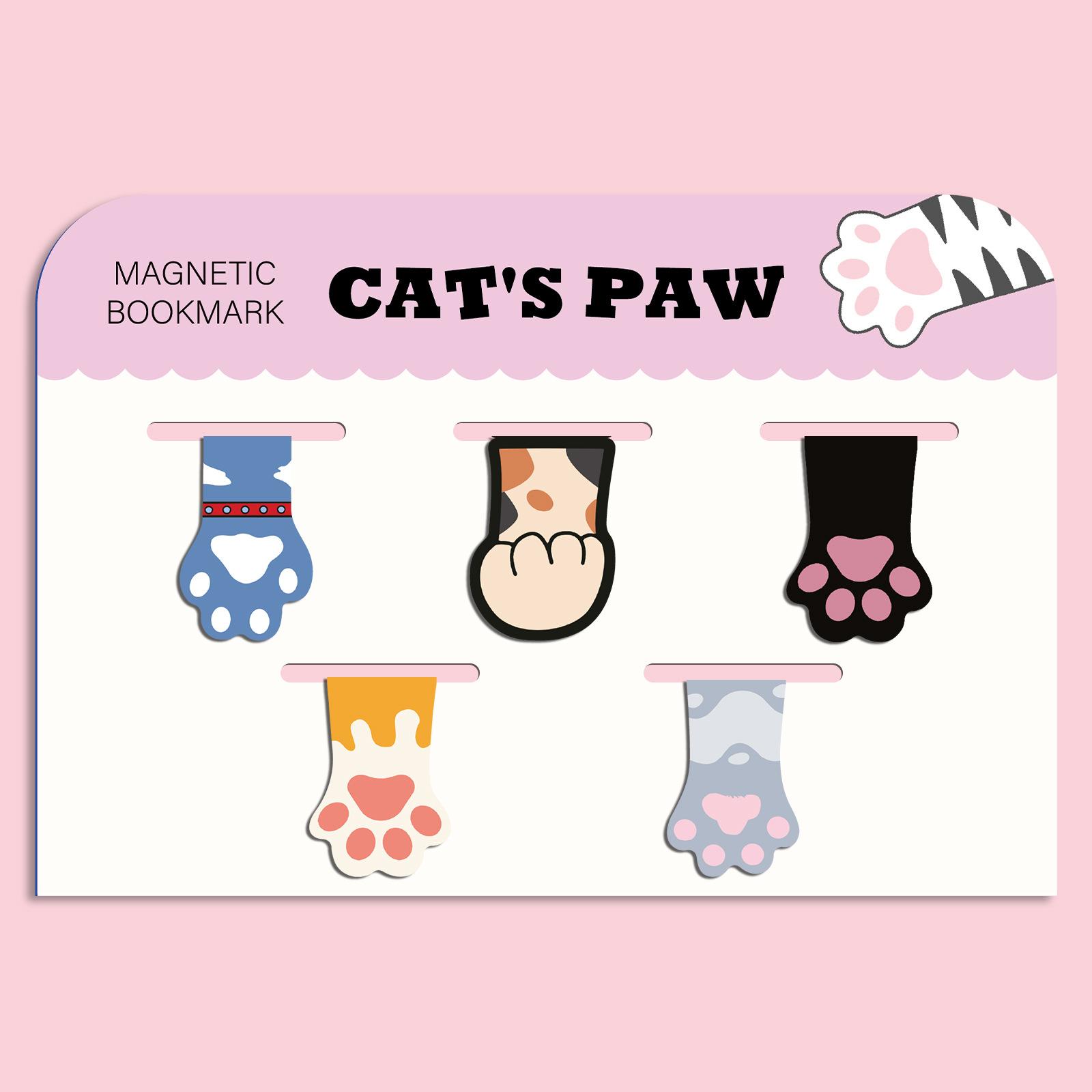 4pcs Cat World Magnetic Bookmarks Set, Cute Cat Cartoon Design Page Clips Book , Unique Reading Gift Stationery A3043