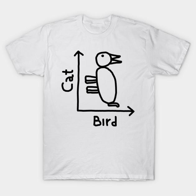 Men Black Print T-shirt Bird Cat No-Cut Transfer Paper Print Cotton Tshirt L