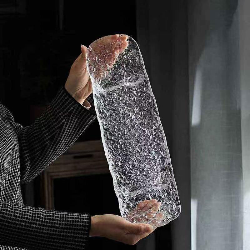 Japanese Crystal Glass 3-Compartment Serving Tray